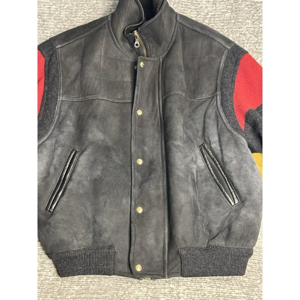 Vintage Iceberg Bugs Bunny Leather Wool Jacket 90s Made Italy Looney Tunes XL 54